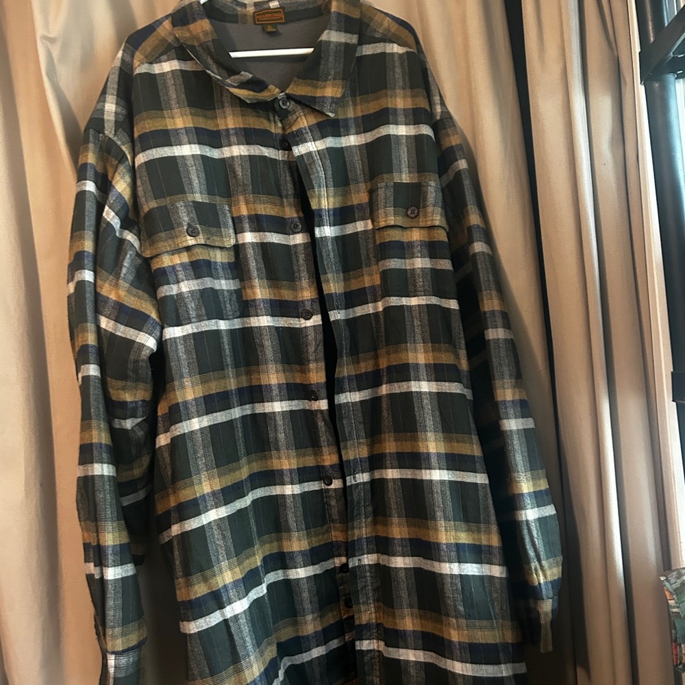 Men's Plaid Shirt Jacket in Green and Brown